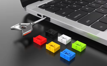 Picture of USB A Port Blocker Kit - 10 Port Blockers & Key